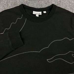 Lacoste Sport Sweatshirt Mens M Black Graphic Croc Outline Pullover Fleece Top
